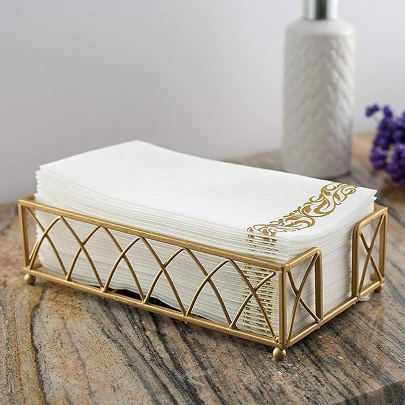 مناديل ورقية ذهبية مطبوعة 100 قطعة 40x30 سم سميكة مطوية للحفلات والأعراس والمطاعم وأعياد الميلاد - Image 5